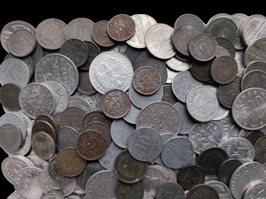 Germania. Lot of ± 1.1 Kg of old coins - different dates Weimar Republic (Senza prezzo di riserva) #1.0