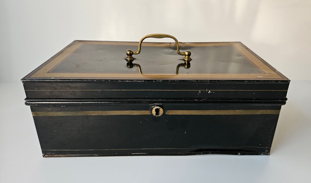 Antieke Geldkist / Documentenkist met uitneembare cassette - Case - Steel #3.2