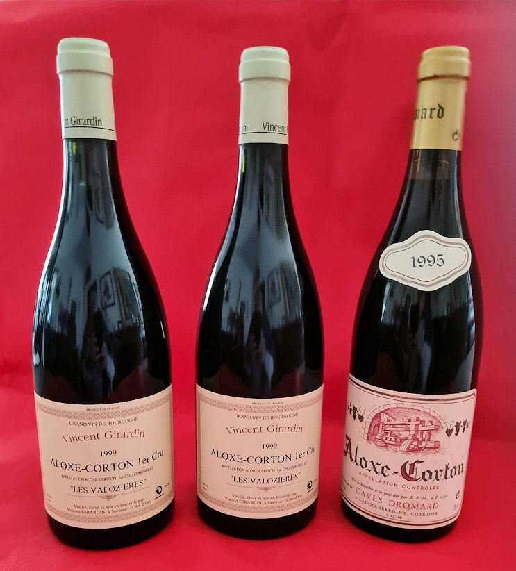 1999 x 2 Vincent Gardin 1° Cru "Les Valozières" & 1995 Caves Dromard - Aloxe-Corton - 3 Bottles (0.75L) #1.0