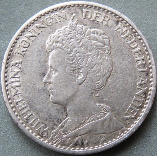 Holland. Wilhelmina. 1 Gulden 1914 mooi (Ingen mindstepris) #1.0