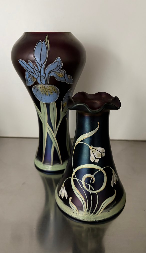 Poschinger - ferdinand von poschinger - 花瓶 (2) -  Iris decor  - 玻璃 #1.0