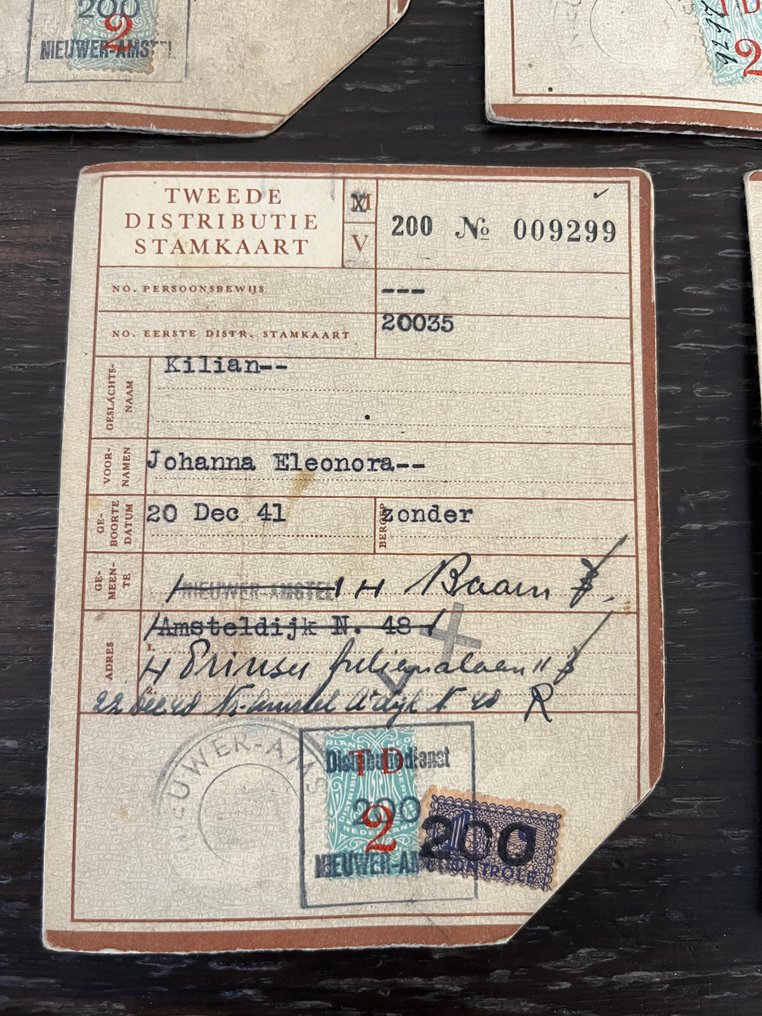 WWII - Second Distribution Stamkaart Netherlands - Notebook - 1944 #4.3