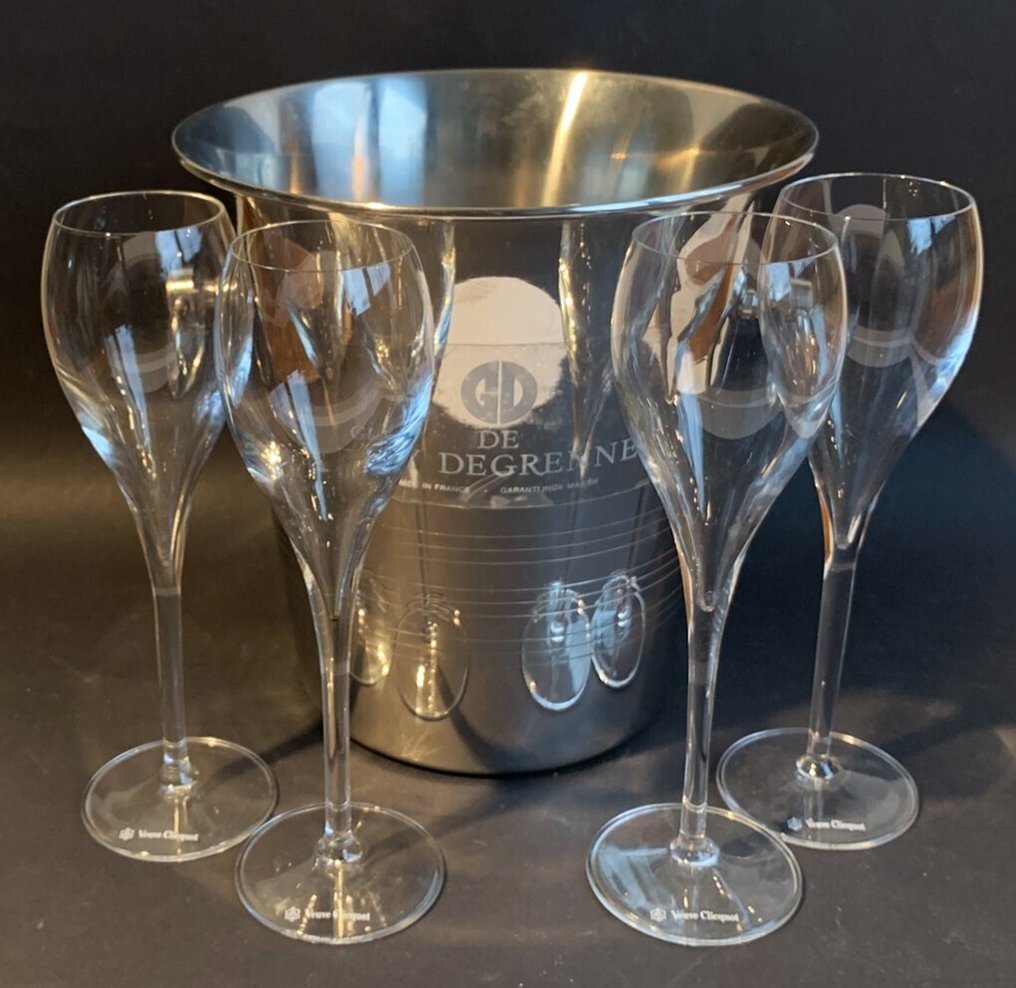 Guy Degrenne - 香槟冷却桶 - 玻璃，金属 - 见过4个玻璃 #1.0