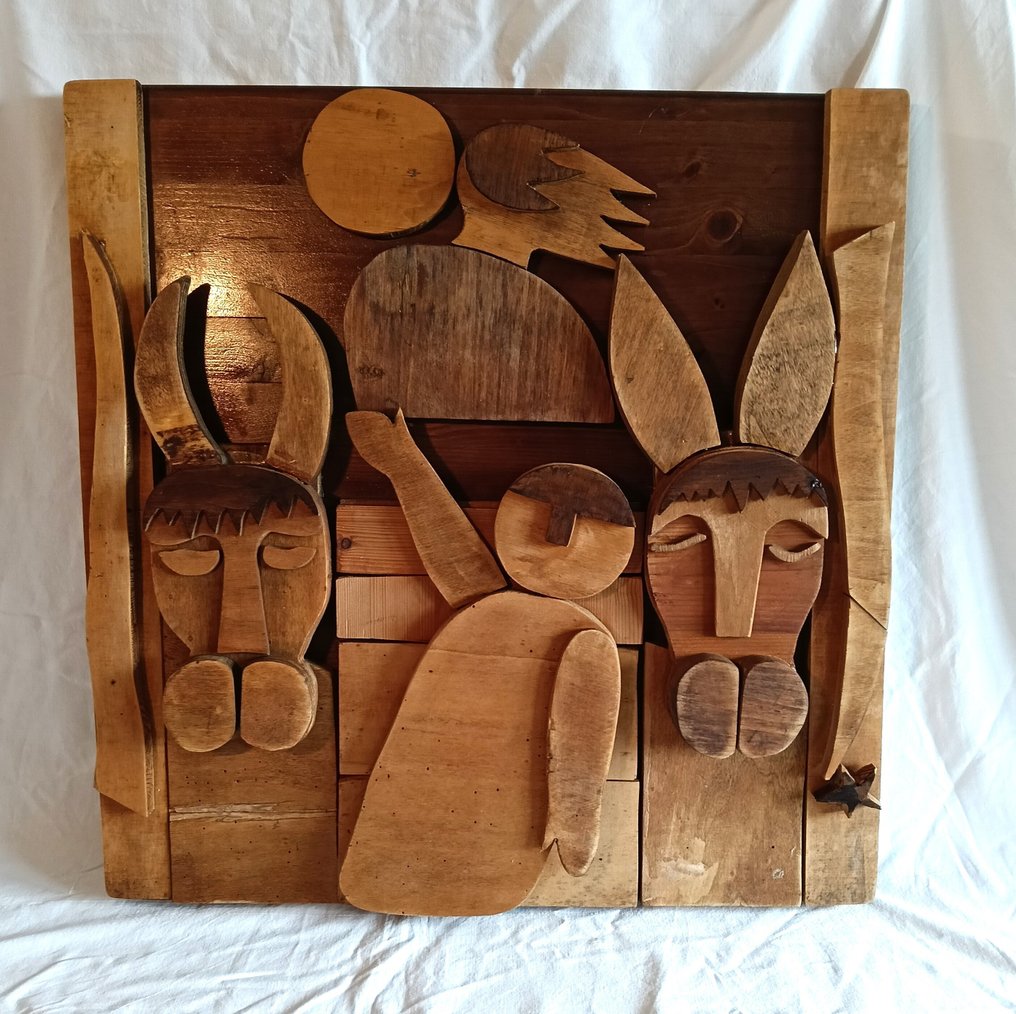 浮雕, Nativita' - 59 cm - 軟木, 硬木 - 1980 #1.0