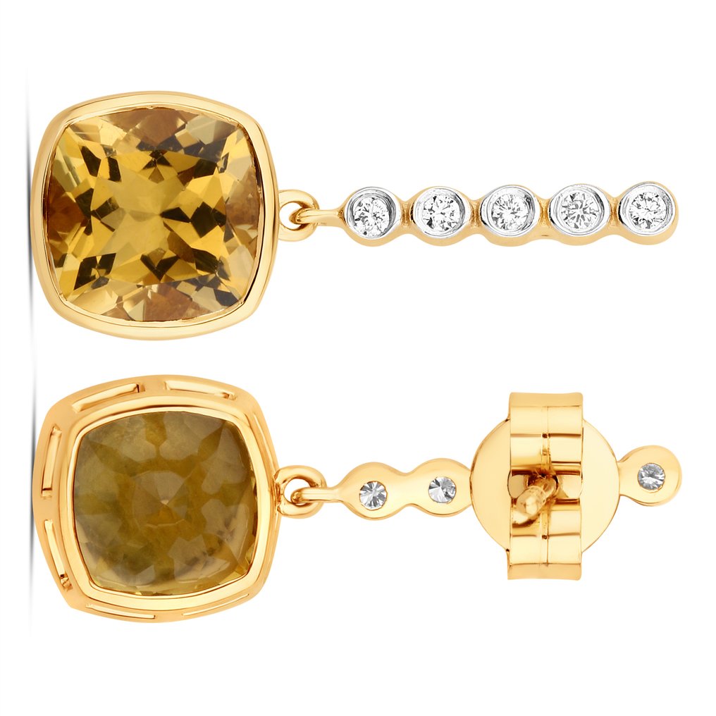 Σκουλαρίκια - 14 καράτια Κίτρινο χρυσό -  3.54ct. tw. Ηλιόδωρος - Διαμάντι #2.1