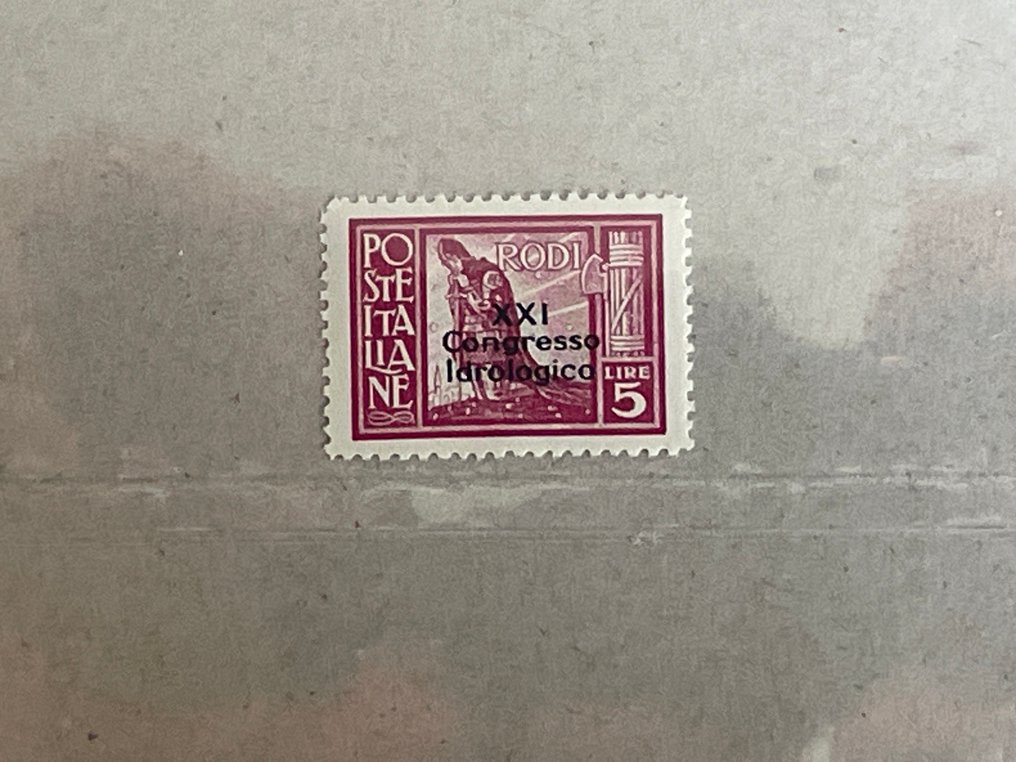 Królestwo Włoskie 1930 - Znaczek 5 lirów z Rodos z rzadką gwarancją #1.0