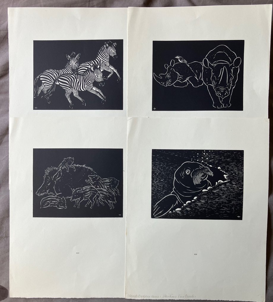 Josef Weisz - 4 Blätter Druckbögen zu "Heiteres Tierbuch" - 1952 #2.1