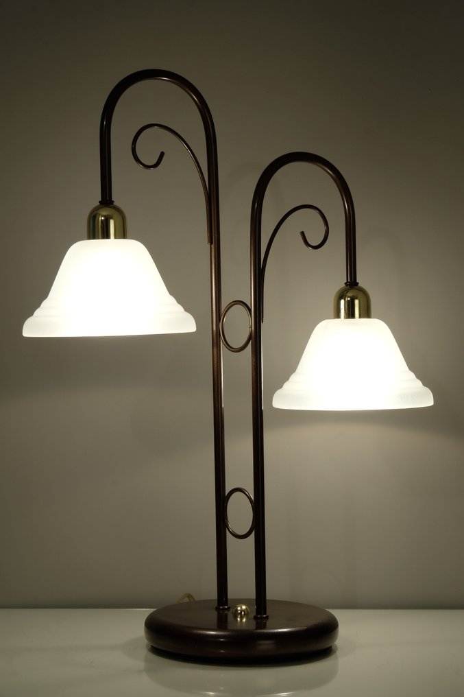 Stijlvolle Bureaulamp / Tafellamp - Art Deco Stijl - Επιτραπέζιο φωτιστικό - Ορείχαλκος, Μέταλλο, Γυαλί #1.0