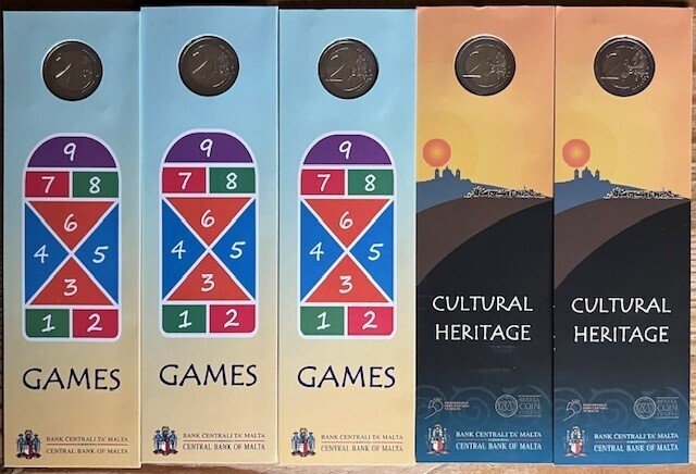 Malta. 2 Euro / 2 1/2 Euro / 5 Euro 2014/2022 (15 stuks) (Ingen reservasjonspris) #2.1