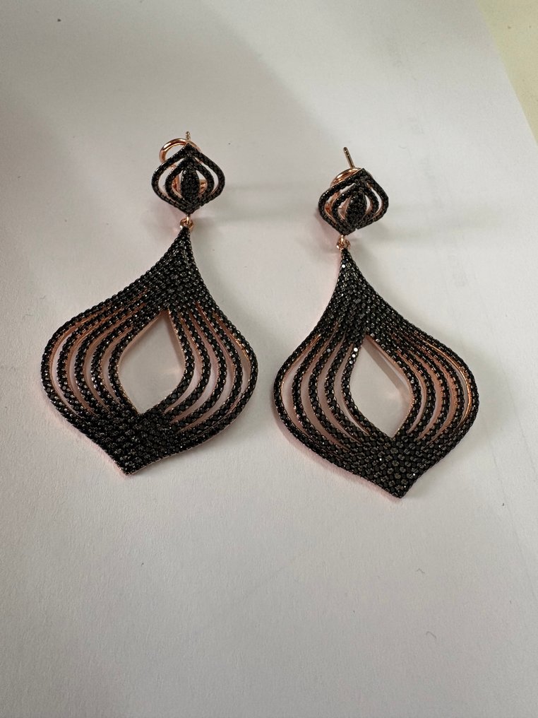 Sans prix de réserve - Boucles d'oreilles Argent Saphir - plaqué or rose #2.1