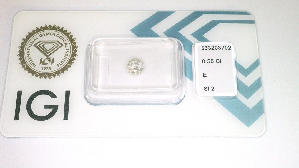 2 pcs 鑽石  (天然)  - 1.00 ct - 圓形 - E(近乎完全無色) - SI2 - 國際寶石學院（International Gemological Institute (IGI)） #1.0