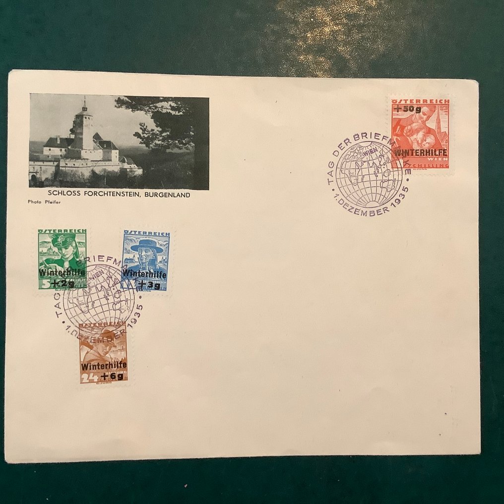 Αυστρία 1935 - Winterhulp II: πλήρης έκδοση σε επιστολή με σφραγίδα της έκθεσης. - Michel 628/631 #1.0