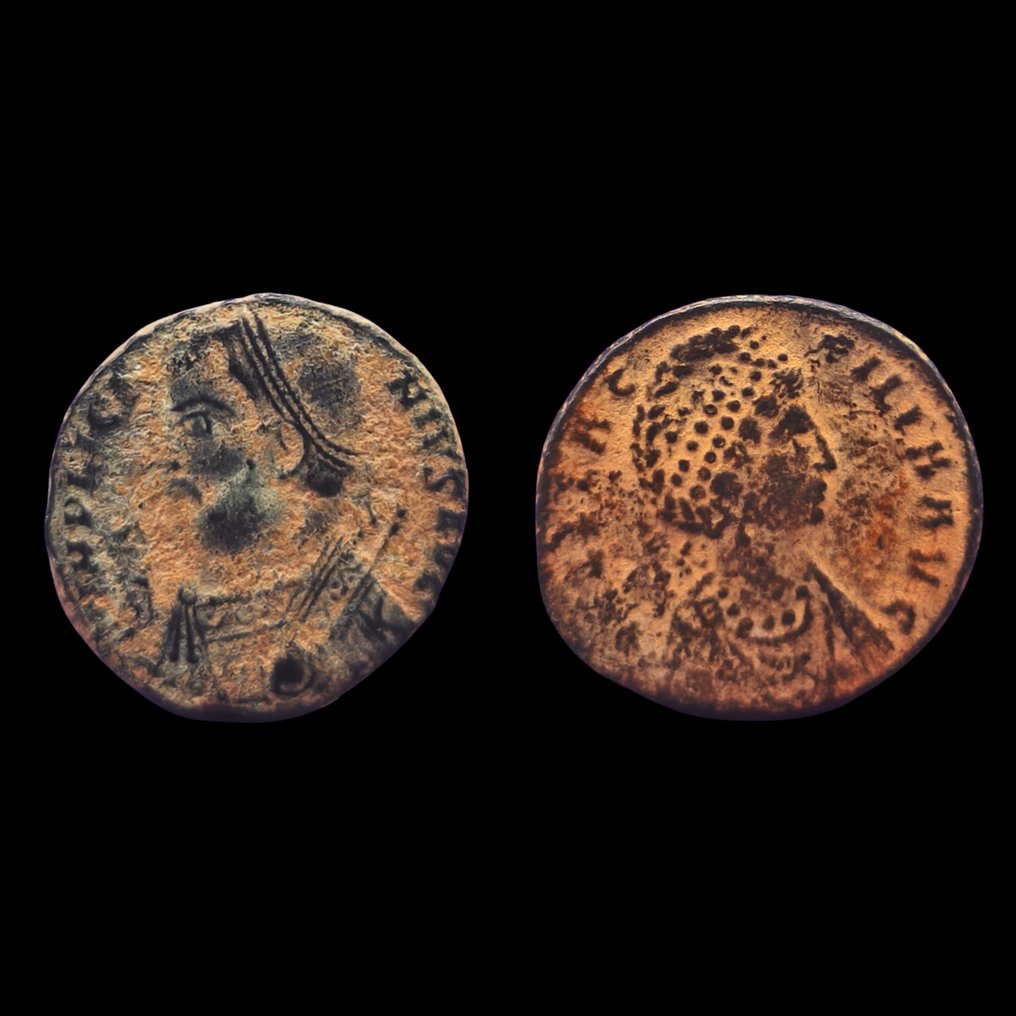 Római Birodalom Lote de 2 Folles Æ incl.: Licinio I & Aelia Flaccilla (Nincs minimálár) #1.0