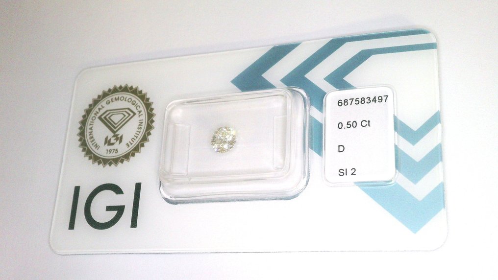 2 pcs Διαμάντι (Φυσικό) - 1.00 ct - Στρογγυλό - D (άχρωμο) - SI2 - International Gemological Institute (IGI) #3.2