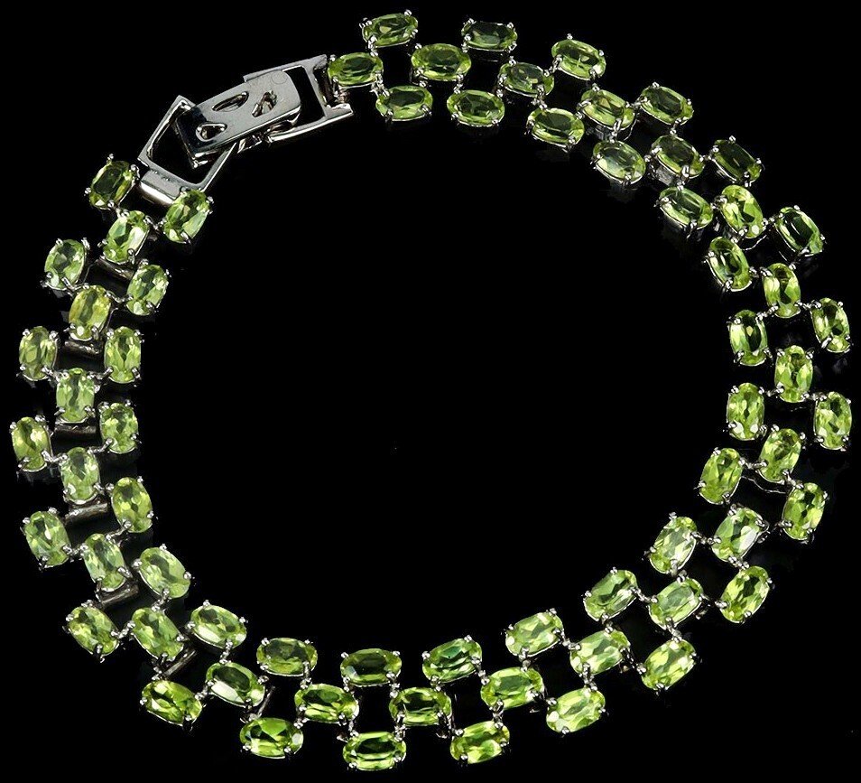 Sans prix de réserve - Bracelet Argent Péridot #1.0