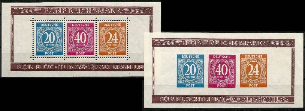 Liittoutuneet - Saksa 1946 - Yhteisökustannukset, lohkot 12 A ja 12 B kaikkine yhdistelmälähetyksineen MNH. #1.0