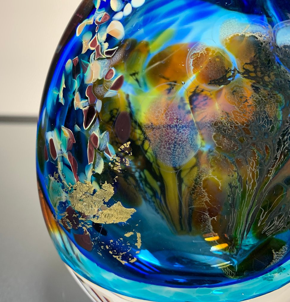 Maxence Parot - Vase - Vase unique couleurs et Or - Verre #3.2