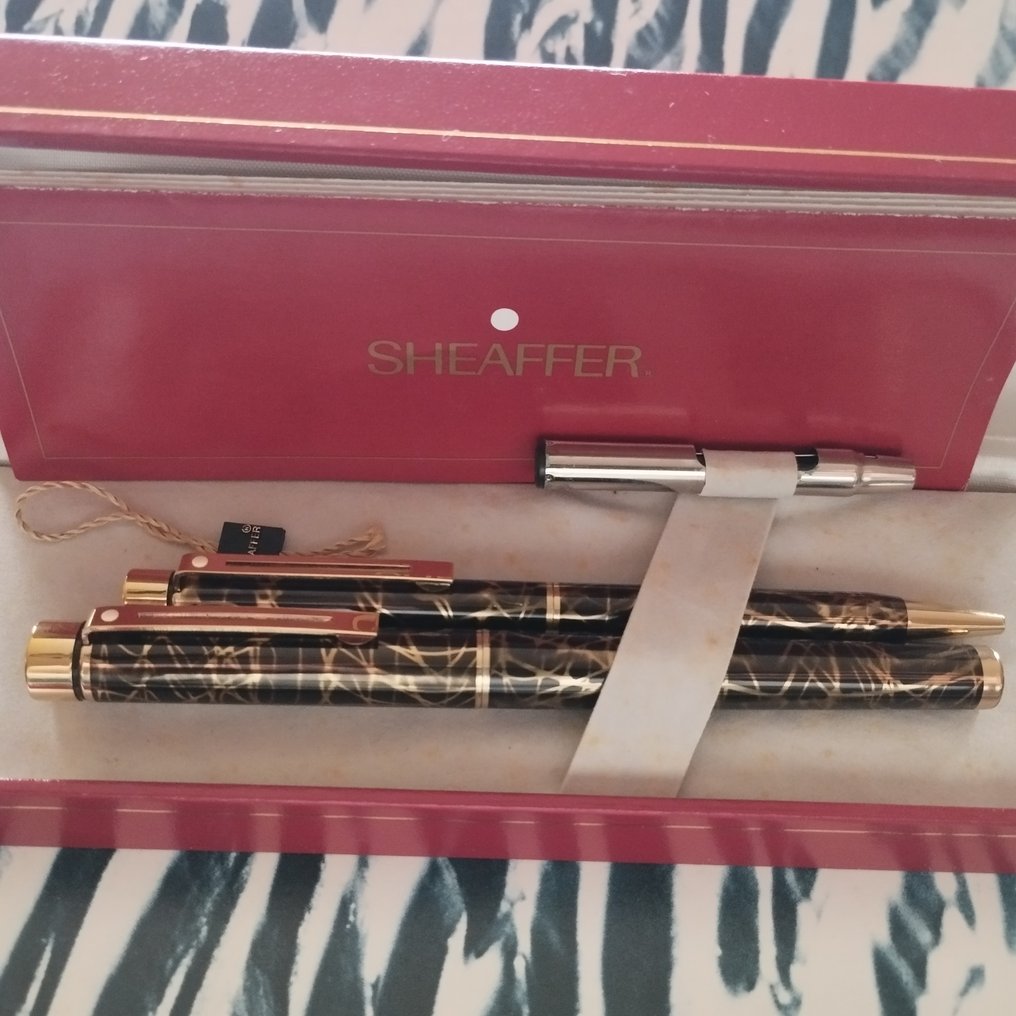 Sheaffer - Parure rare Fullset Sheaffer Targa USA Plume Or massif 18k et stylo bille - Füllfederhalter #1.0