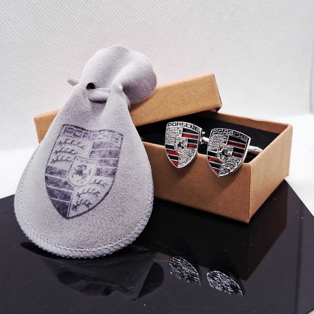 Laminated white gold (18k). - Cufflinks - Porsche #1.0