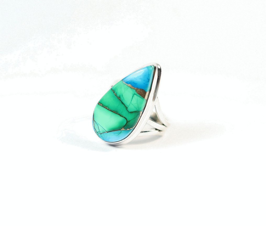 Ring Peacock Dahlia Turquoise / Cabochon / new - 6.76 g - (1) #4.3