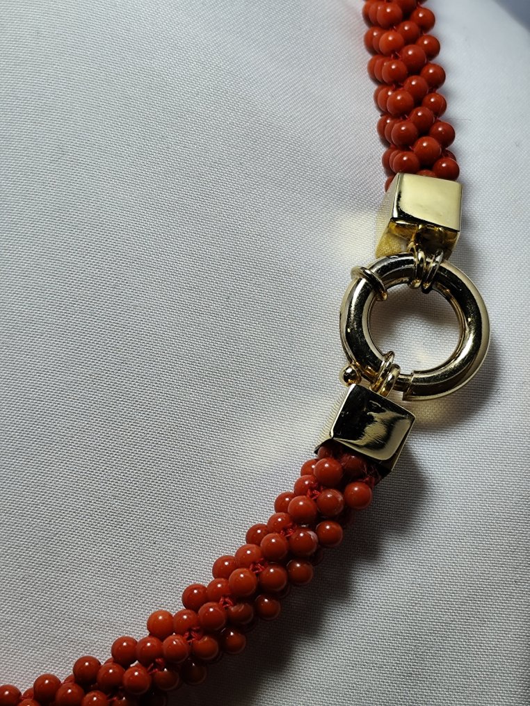 Sem preço de reserva - Gargantilha Prata Coral cor de sangue #1.0