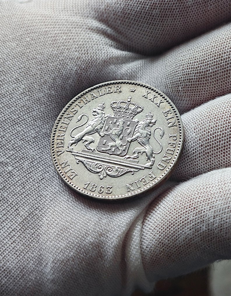 Tyskland, Nassau. Adolf von Nassau. Vereinsthaler 1863 (Ingen reservasjonspris) #2.1