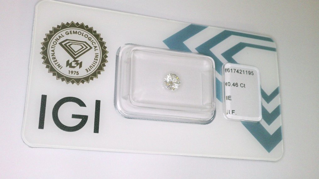 1 pcs Diamond (Natural) - 0.46 ct - Round - E - IF - International Gemological Institute (IGI) #2.1