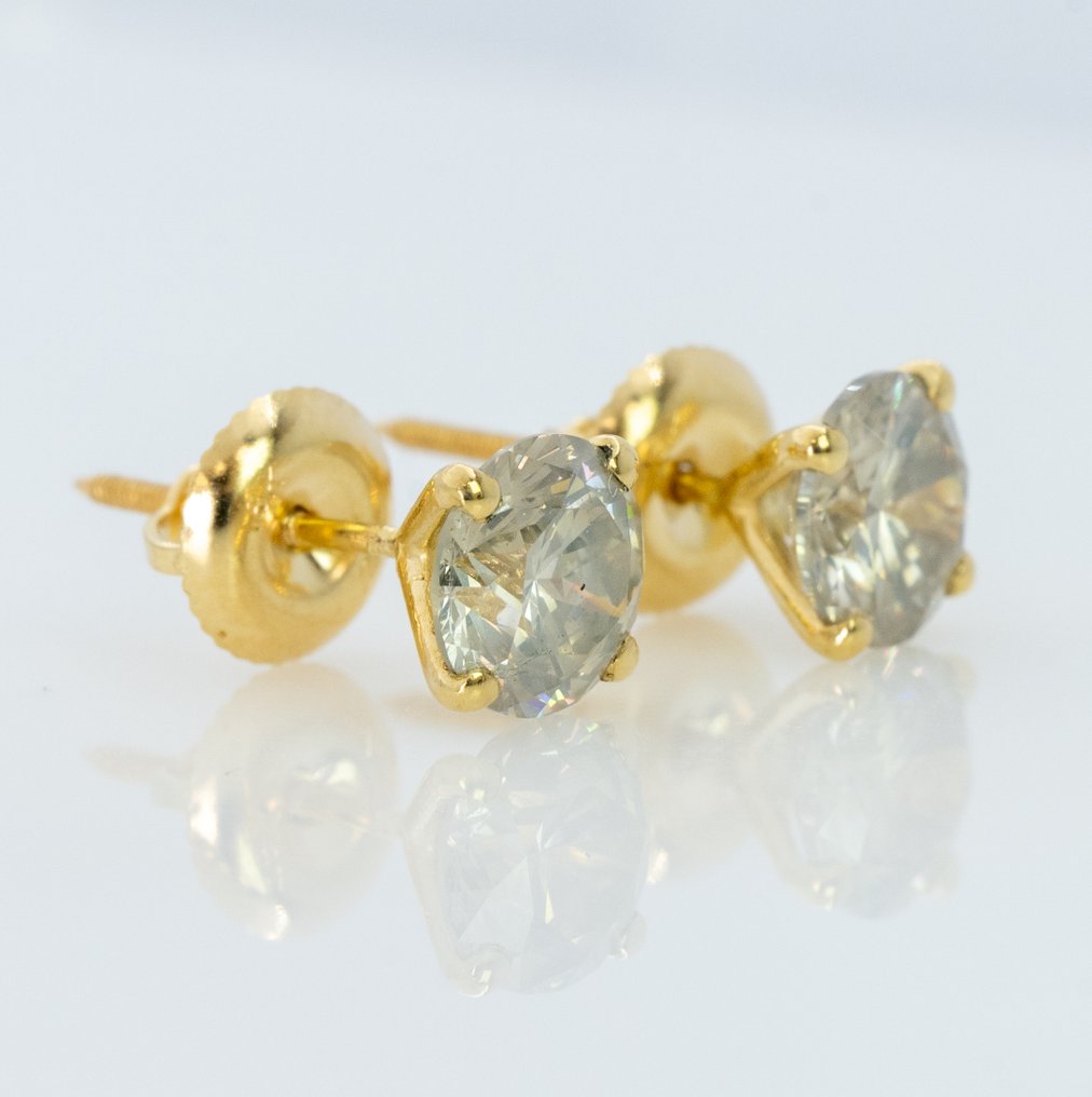 Nincs minimálár - Drop fülbevaló - 18 kt. Sárga arany -  2.06ct. tw. Gyémánt (Természetes színű) - IGI #1.0