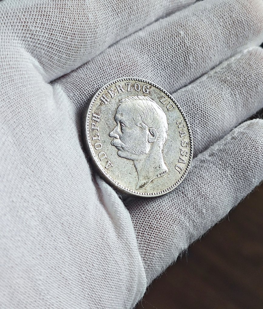 Tyskland, Nassau. Adolf von Nassau. Vereinsthaler 1863 (Ingen reservasjonspris) #4.3