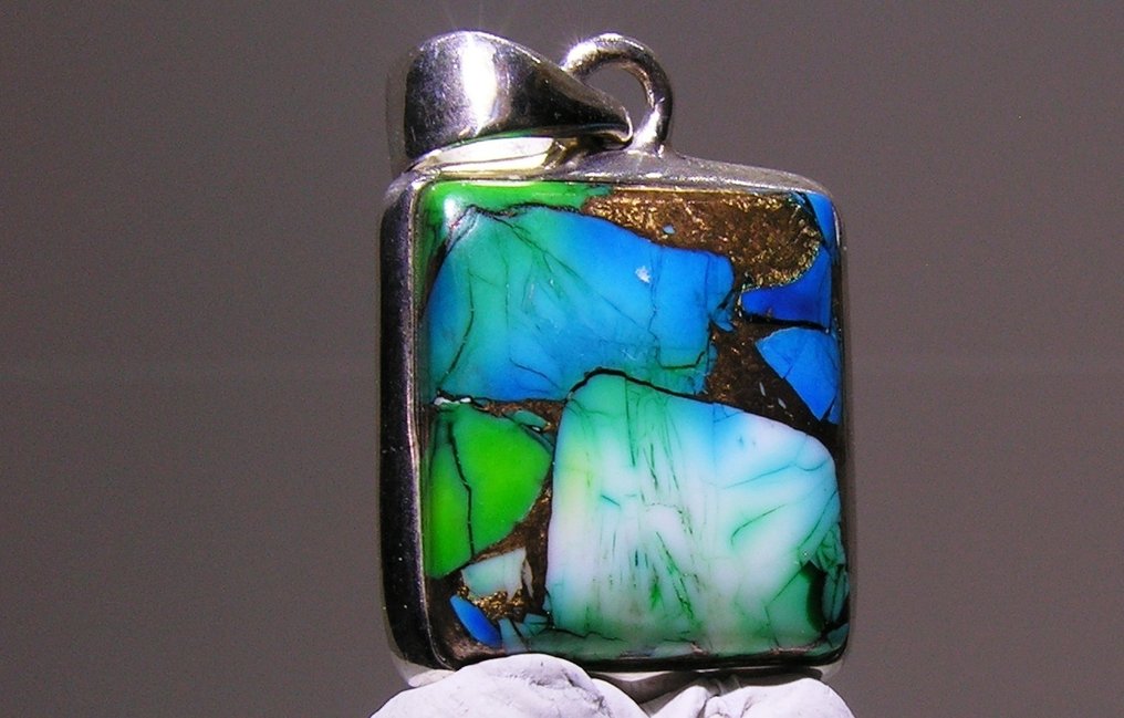 Turkos Hängsmycke - Höjd: 29 mm - Bredd: 17 mm- 4.87 g - (1) #3.2