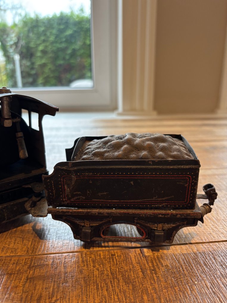 Märklin 1 - 蒸汽火車 (4) - 锡板玩具活蒸汽机车套装，包括机车、煤车和客车车厢。 #2.1