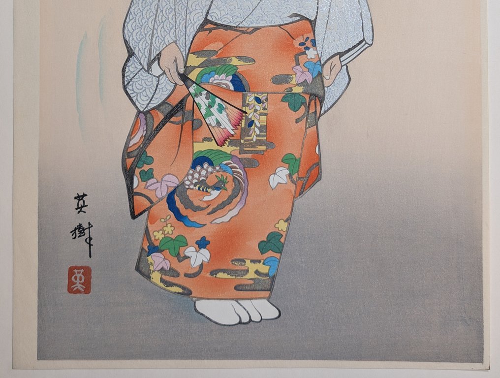 Hanabusa Hideki « Danse des TEN-NIN » 1956 Estampe japonaise sur bois Shin Hanga - Hanabusa Hideki 花房英樹 (1914-?) - Japon - XXe siècle #1.0