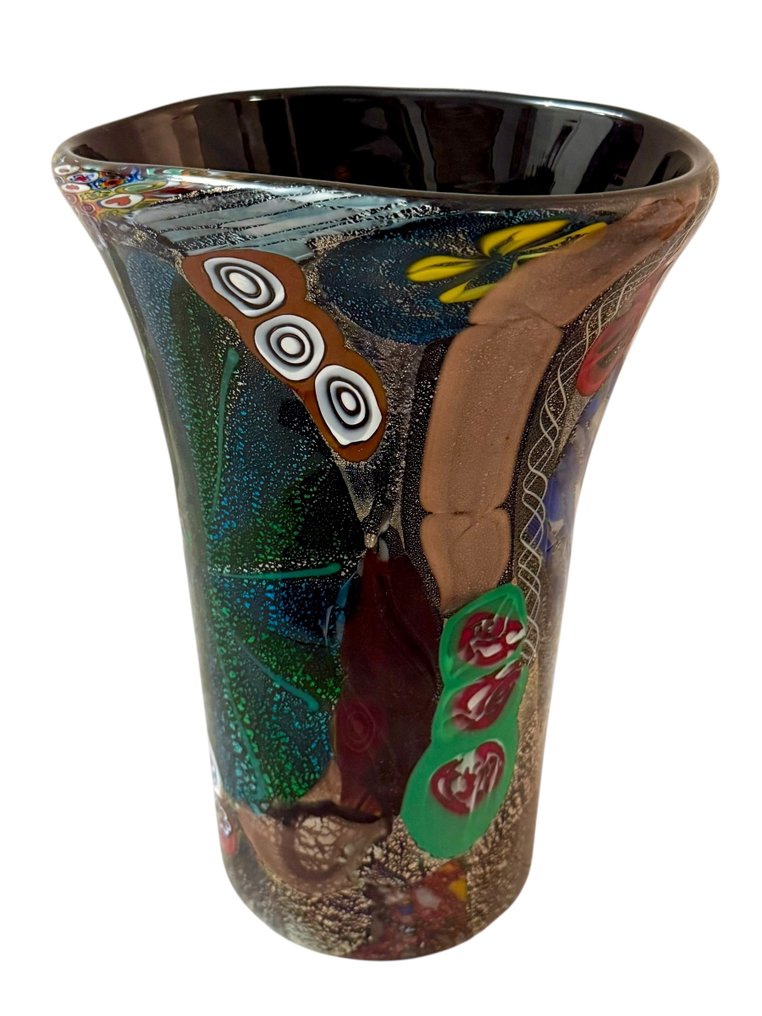 Vaas - Murrine Millefiori - Muranoglas - Nero con Argento #2.1