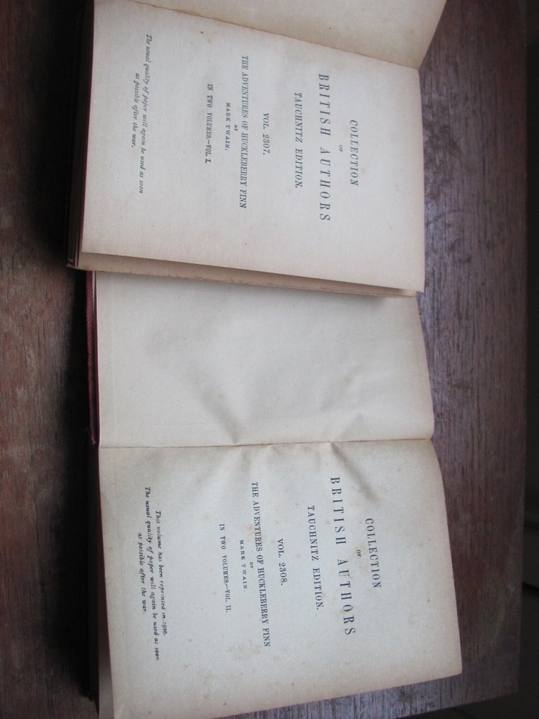 Mark Twain - The adventures of Huckleberry Finn Tauchnitz edition in two volumes. - 1885 #2.1