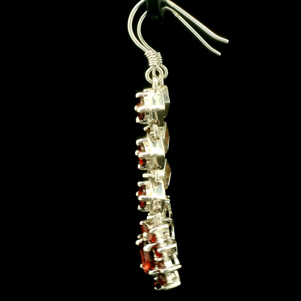 Senza prezzo di riserva - Orecchini pendenti a goccia Argento, Orecchini in Granato Naturale in argento S925 – 6,55 g Granato #2.1