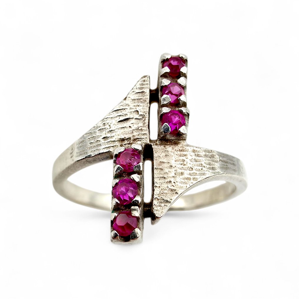 Ingen reservasjonspris - Ring Sølv - Ruby (Certified) #1.0