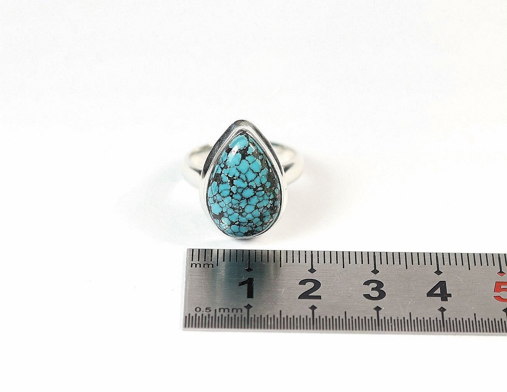 西藏的绿松石 戒指 / 凸面宝石 / 新- 6.35 g - (1) #4.3