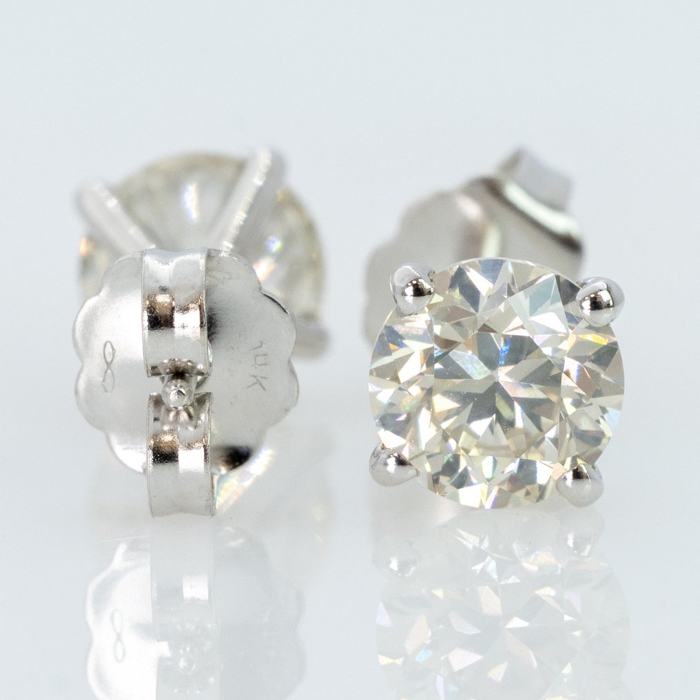 没有保留价 - 耳环 - 14K包金 白金 - 1.81ct. tw. 钻石 (天然) - GWLab #4.3