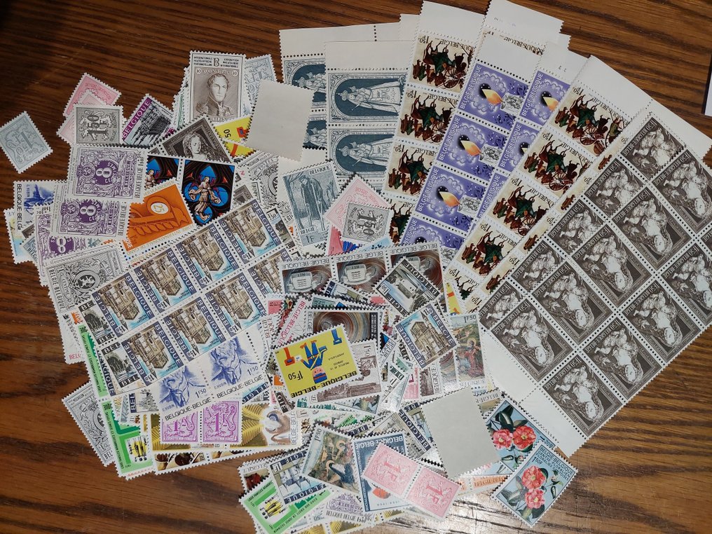 Belgio - Lotto di oltre 3300 francobolli validi, in blocchi, sezioni di fogli e francobolli sciolti. #2.1