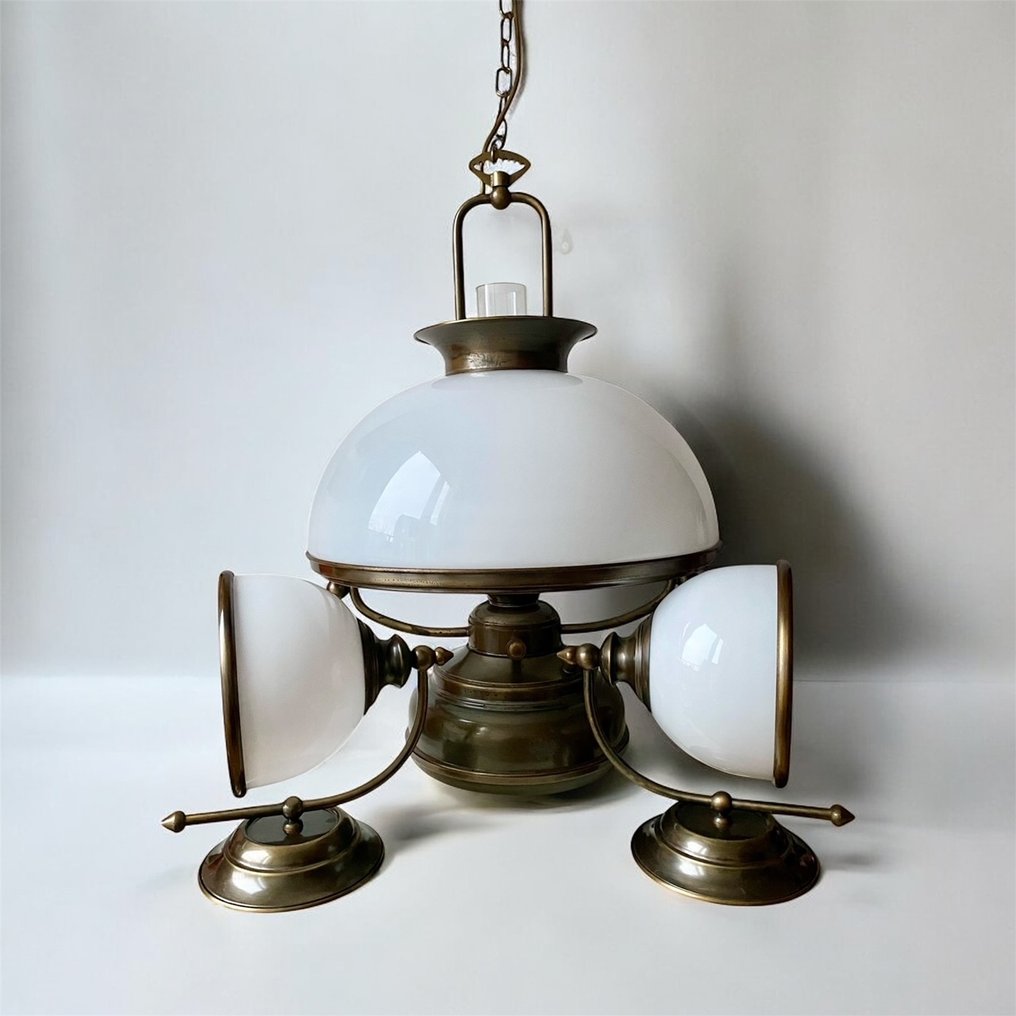 Neukro-Menden - Lampe à suspendre (3) - Ensemble de lampes - 1 lampe suspendue et 2 appliques murales - Opaline - Conception de lampe à pétrole #1.0