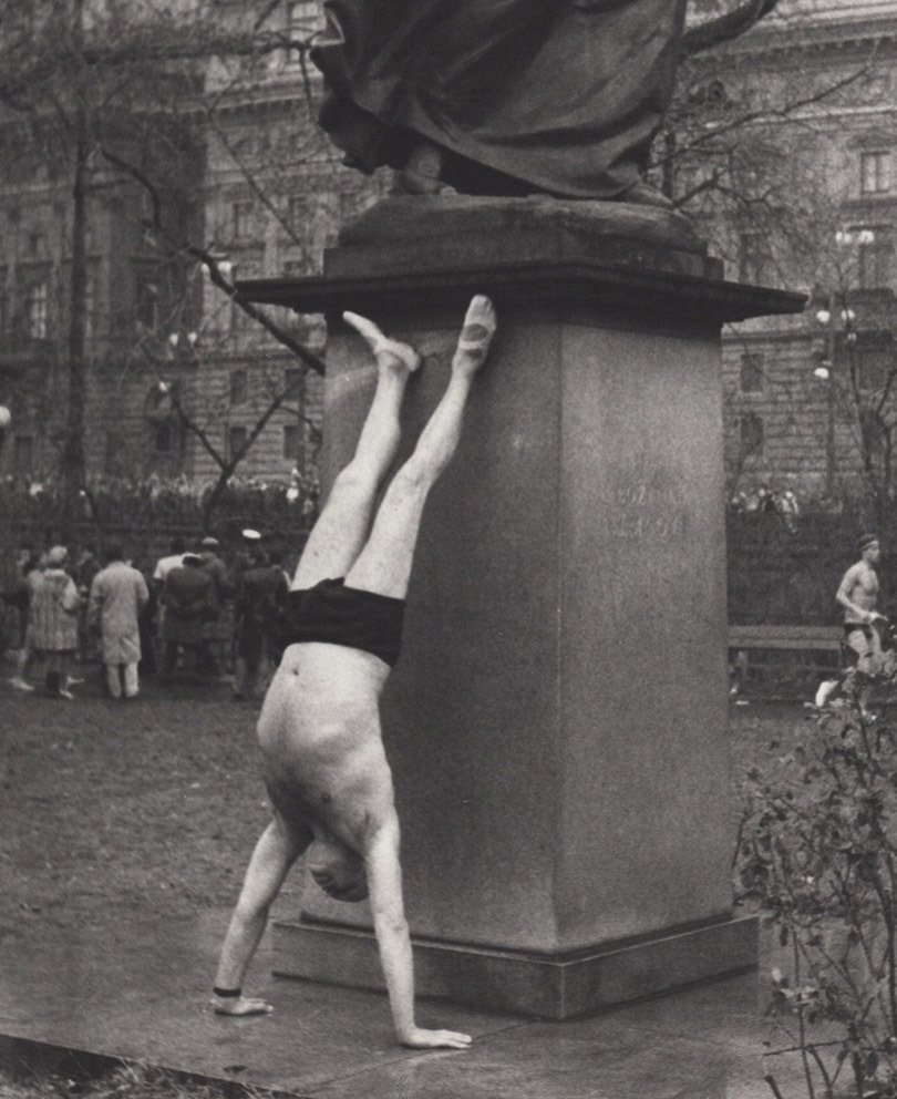 Frantisek Dostal (1938–2022) - Man doing a handstand in front of monument #2.1