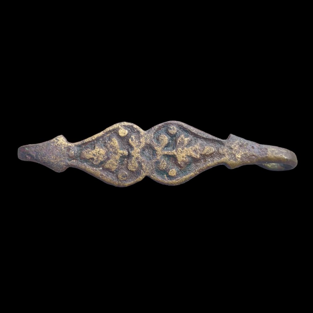 Middelalder Kopperlegering Sjælden middelalderligt dekoreret klædningsspænde - 64 mm (Ingen mindstepris) #2.1