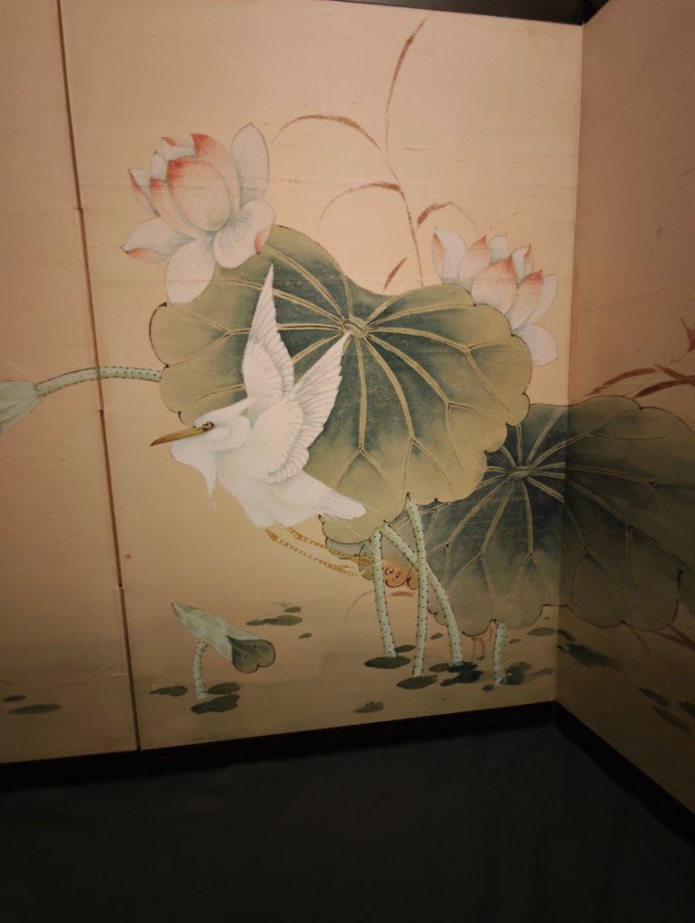 Διαχωριστικό οθόνης/δωματίου - Ξύλινο πλαίσιο με χειροποίητα υφάσματα με υφή μεταξιού, που έχουν ζωγραφιστεί με το χέρι. - Χονγκ Κονγκ - διαχωριστικό δωματίου Hong Kong (χωρίς τιμή ασφαλείας) #3.2