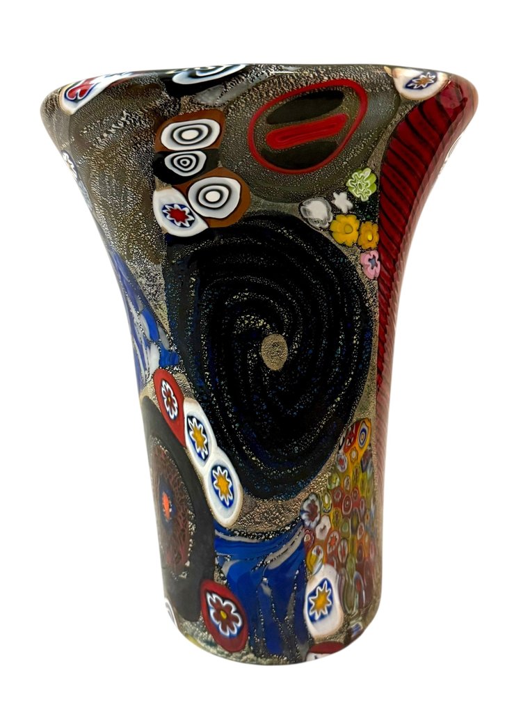 Vaas - Murrine Millefiori - Muranoglas - Nero con Argento #4.3