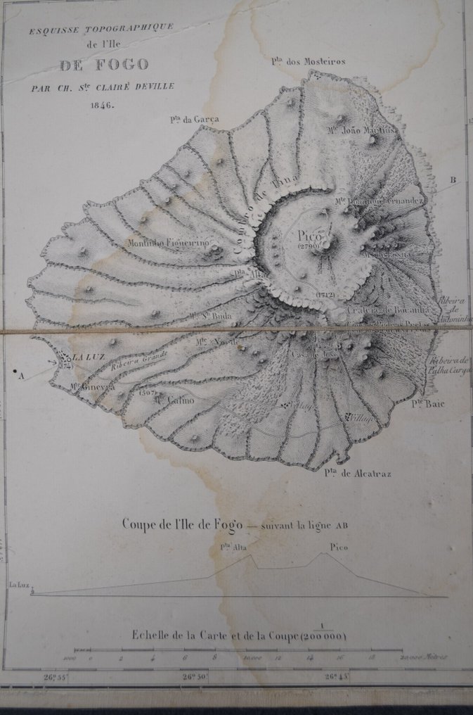 維德角 - Ile de Fogo; Charles Sainte-Claire Deville (1814-1876) - Esquisse topographique de l’île de Fogo, 1846 - 1821-1850 #1.0