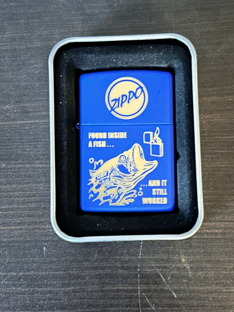 Zippo - L17-Fisch ate zippo blue mat Zippo - 沒有保留價 - 打火機 - 鋼 #1.0