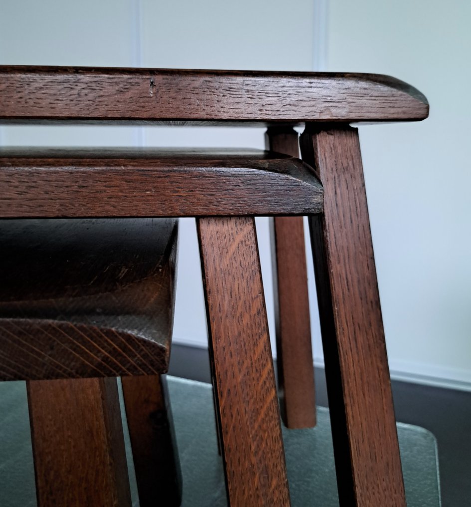 Tables gigognes - Chêne - Ensemble de trois tables d'appoint / tabourets #2.1