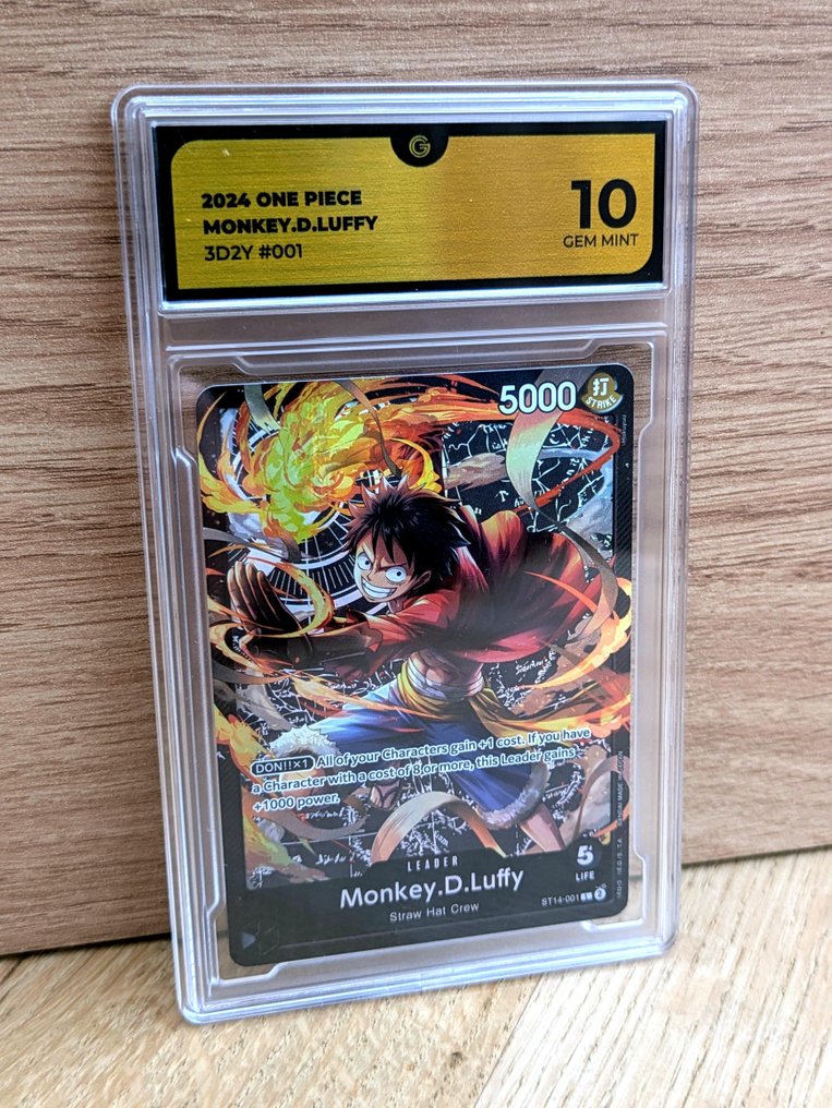 One Piece - 1 Graded card - Monkey D. Luffy 001 - 3D2Y Illustration complète, Illustration alternative - GG 10 #1.0