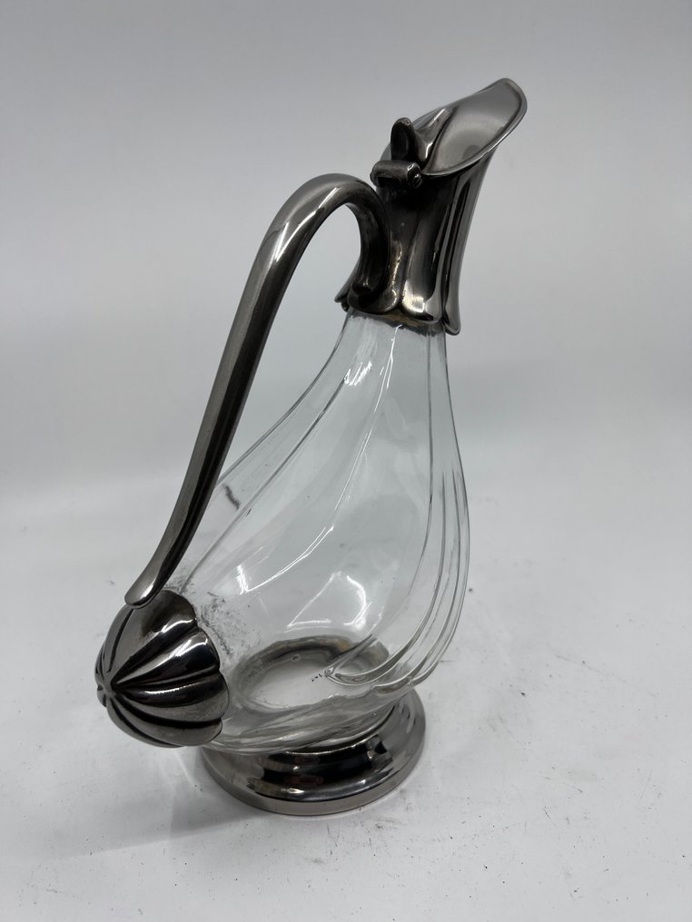 Vaseformet kande - Glas, Forsølvet - waterkan schenkkan #2.1