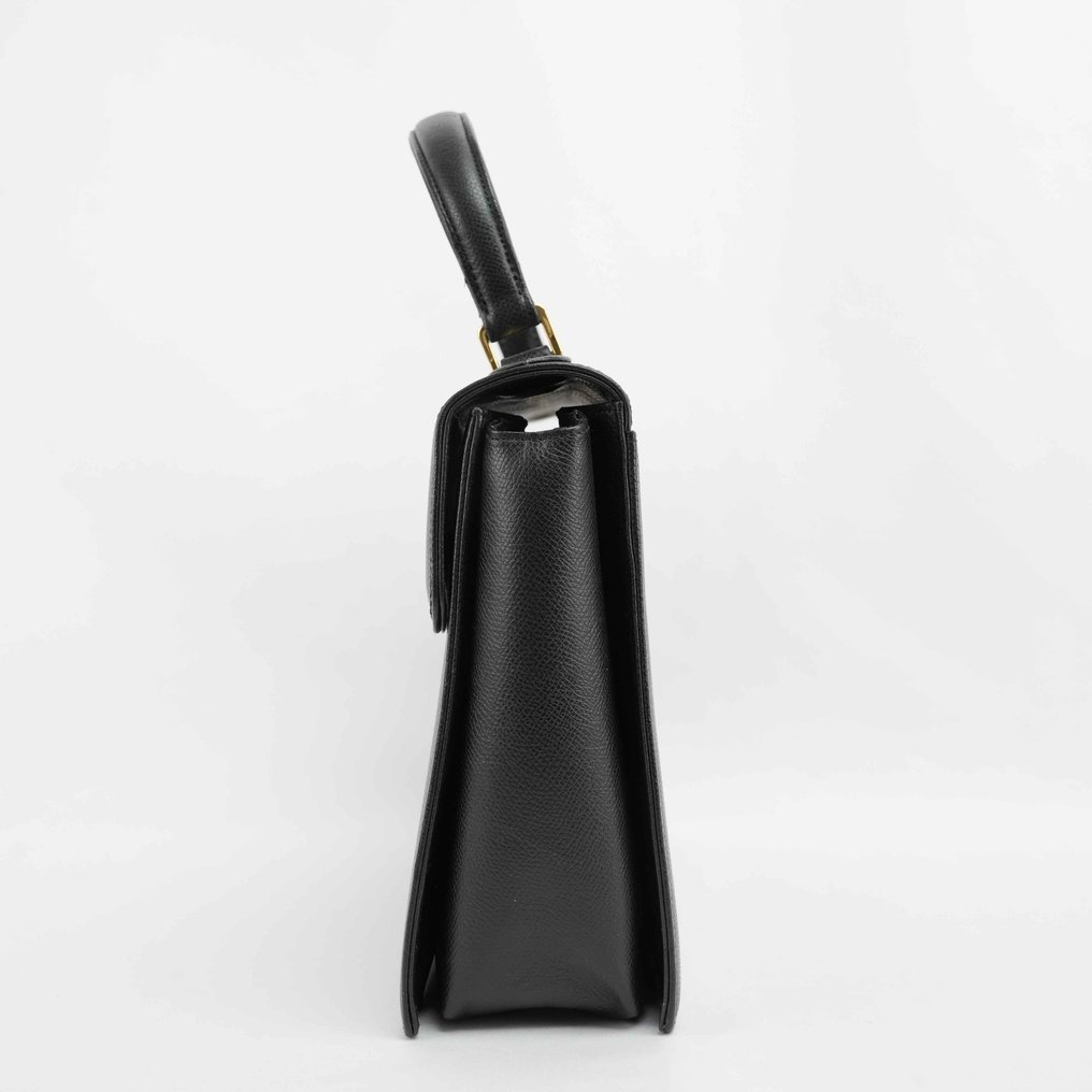 Valentino - Valentino Garavani Black Textured Leather Top Handle Bag with Gold-Tone Tassel - Handbag #4.3